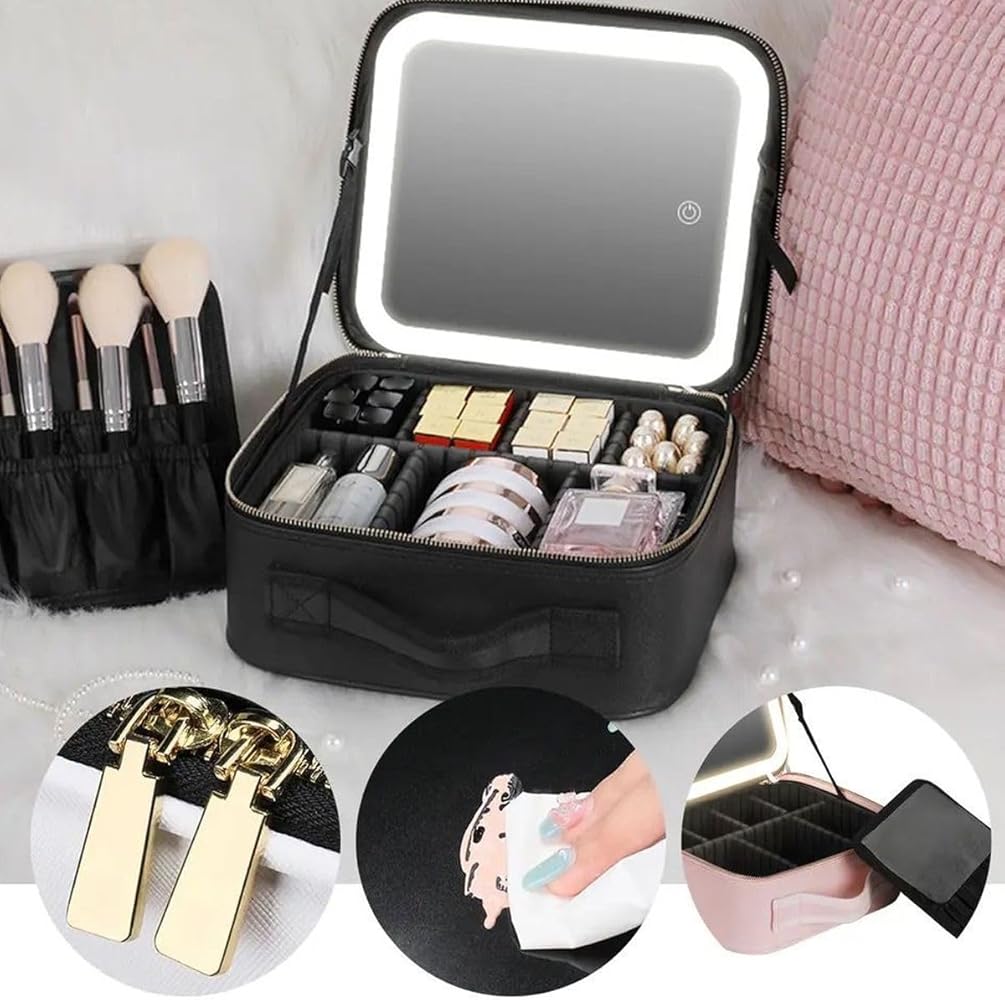 Cosmetiquera de Maquillaje Portátil Con Luz LED