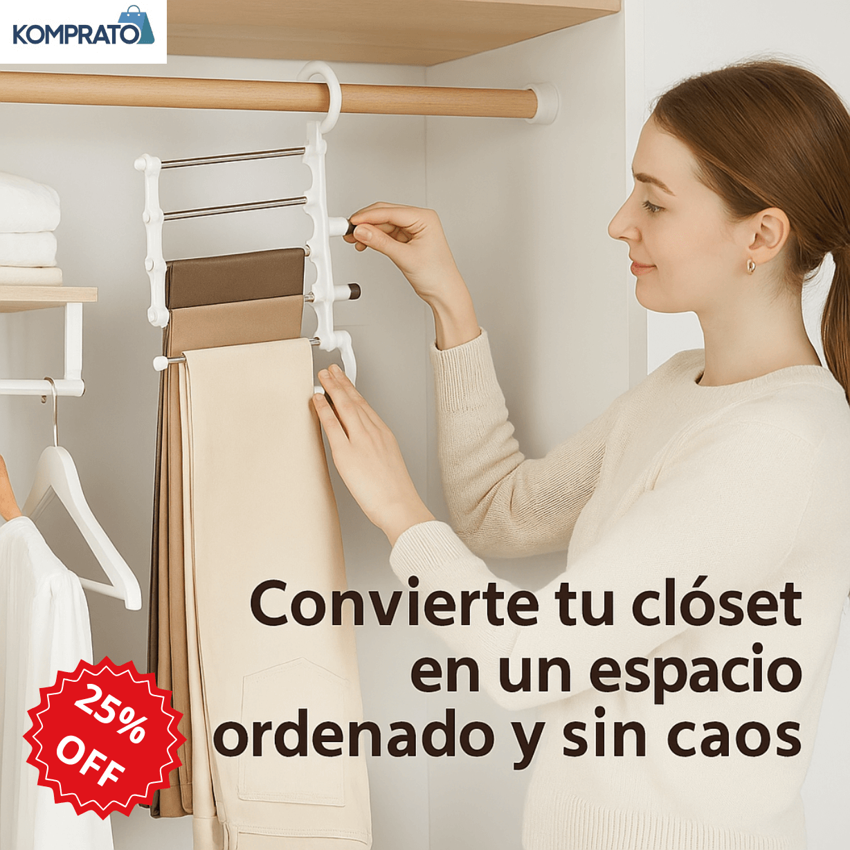 Organizador Retráctil de Pantalones – Ahorra Espacio – Mantén tu Clóset Ordenado en Minutos