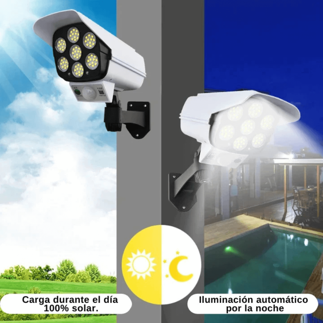 Cámara Falsa Solar – Iluminación Inteligente – Protege tu Hogar Sin Gastar de Más
