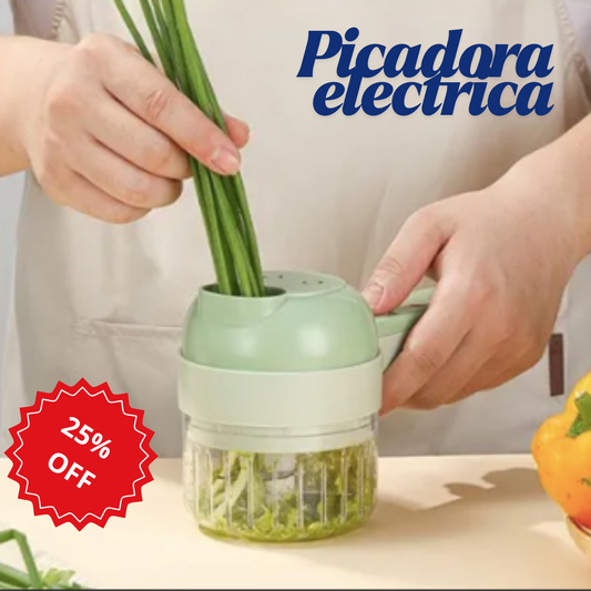 Pica y tritura en segundos, sin esfuerzo y sin ensuciar la cocina. Portátil, recargable y lista para usar donde quieras