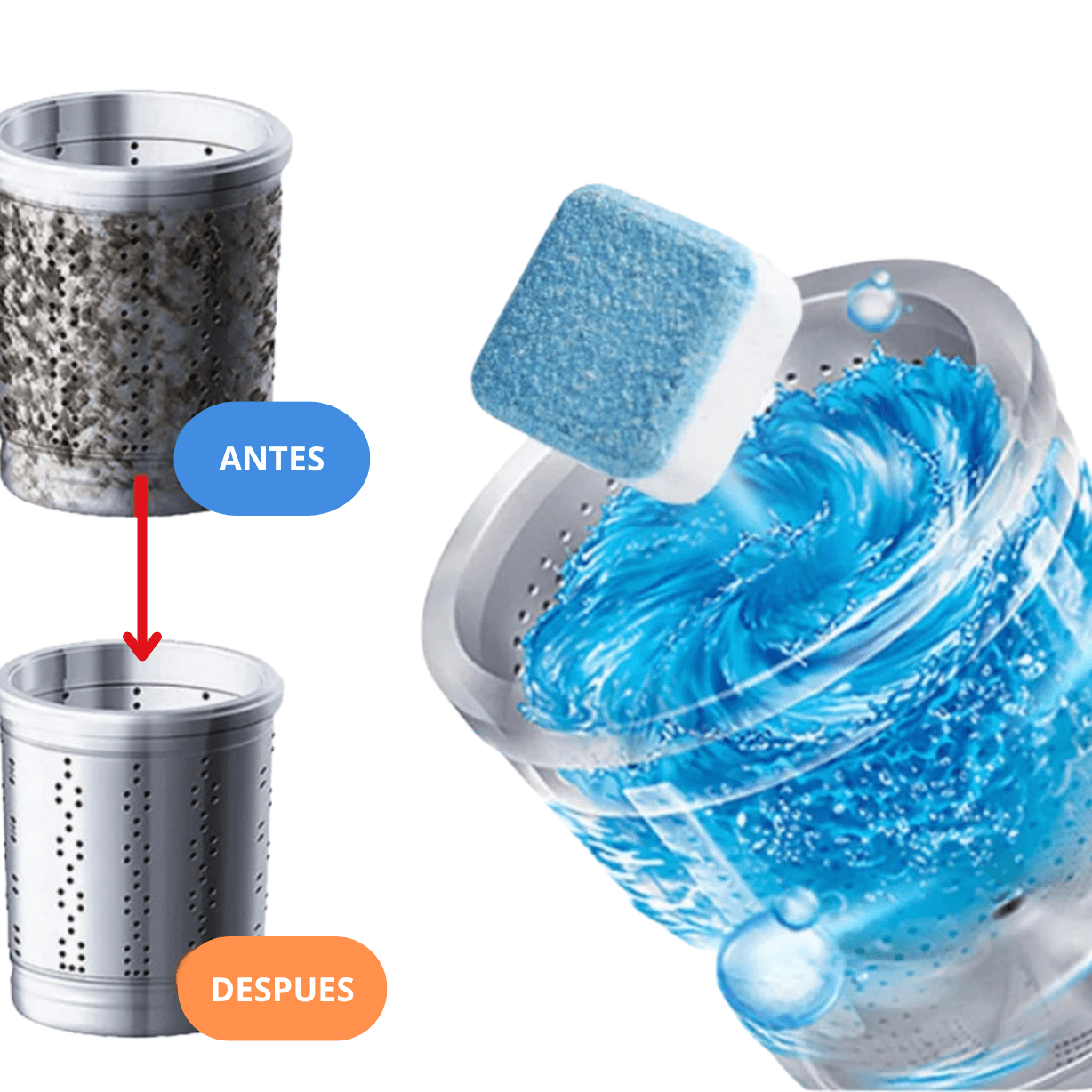 Pastillas Limpiadoras – Elimina residuos – Tu lavadora como nueva en 1 ciclo