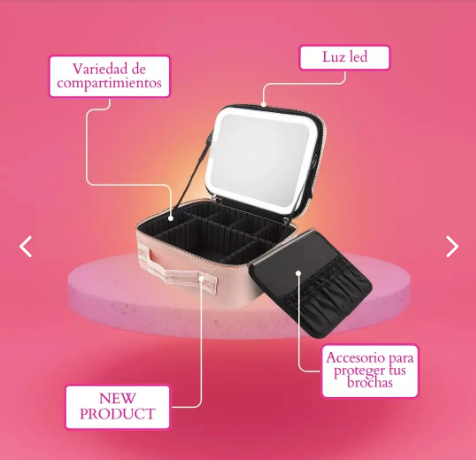 Cosmetiquera de Maquillaje Portátil Con Luz LED