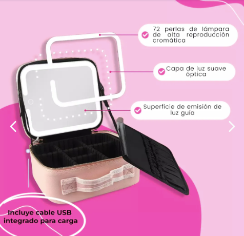 Cosmetiquera de Maquillaje Portátil Con Luz LED
