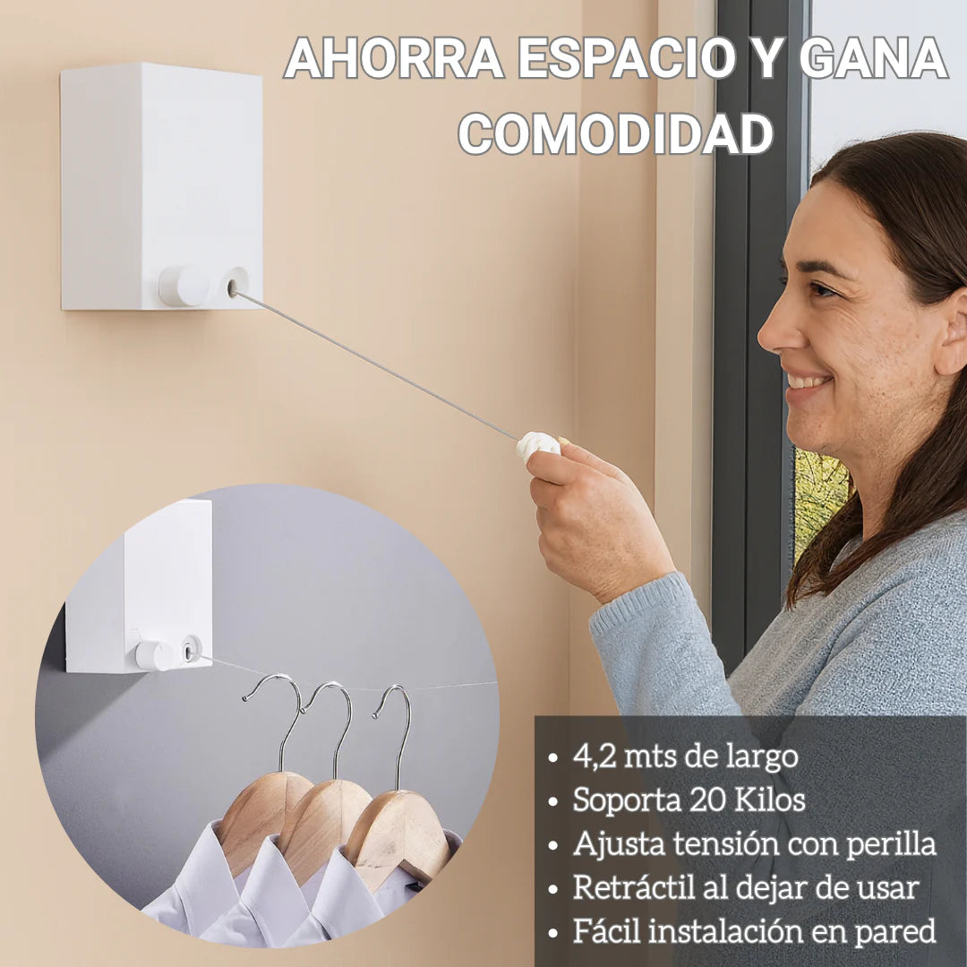 Tendedero Retráctil SmartDry – Ahorra Espacio y Seca Tu Ropa en Minutos
